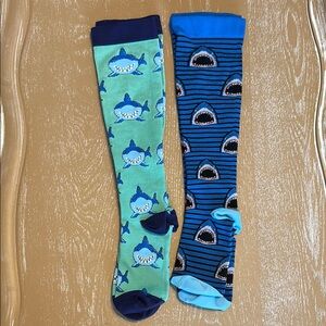 Shark Patterned compression socks- Blue and Green